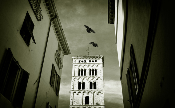 Campanile of The Church of San Michele in Foro, Lucca, Tuscany, Italy